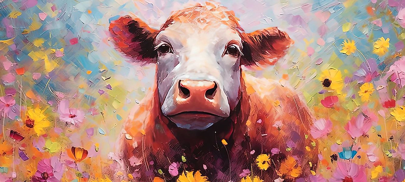 Bönninghoff Leinwandbild Blumen  Blumenbilder  Kuh  Kuhbilder  Kühe  Tiere günstig online kaufen