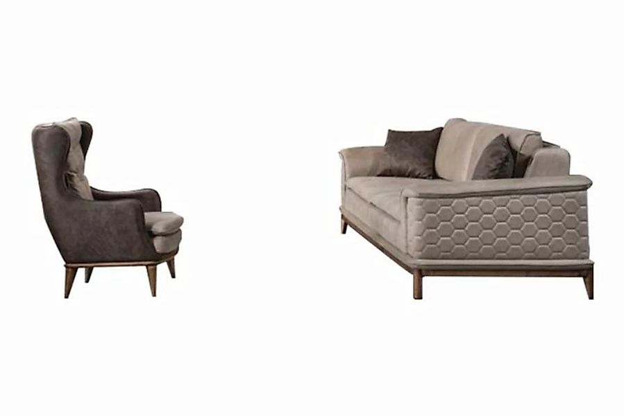JVmoebel Sofa Luxus Sofagarnitur Sofas Sessel 3+1 Sitzer Stoff Modern Desig günstig online kaufen