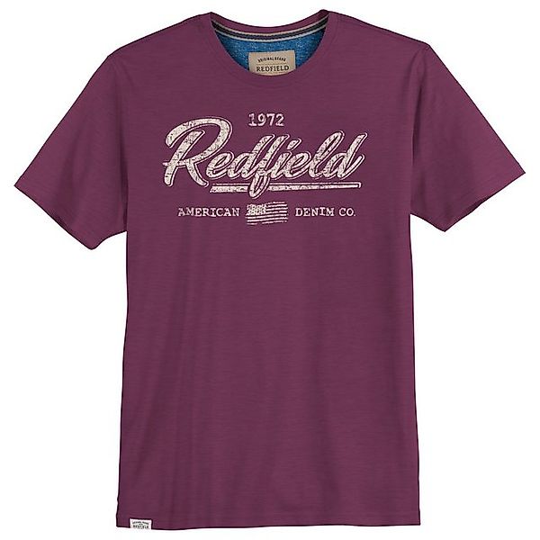 redfield Rundhalsshirt Redfield Übergrößen T-Shirt Logoprint beere günstig online kaufen