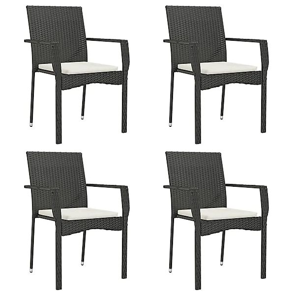 vidaXL Gartenstühle mit Kissen 4 Stk Poly Rattan Schwarz 319883 günstig online kaufen