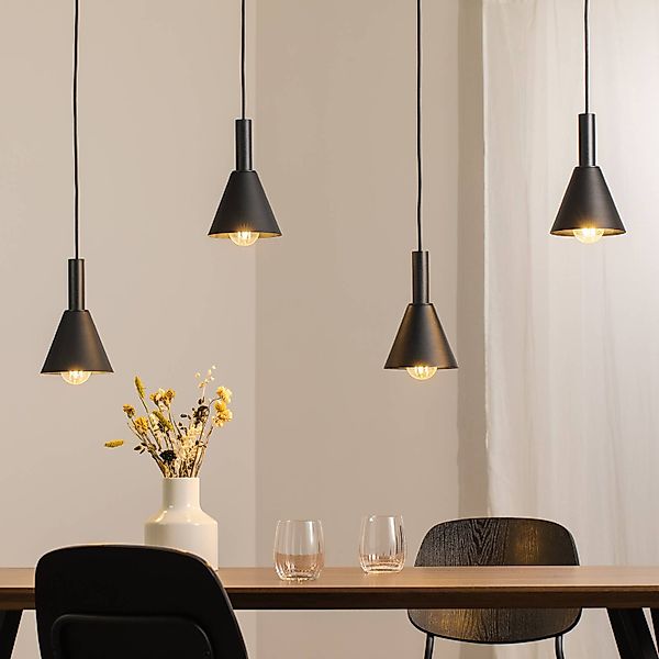 Hängelampe Norte, schwarz/gold Stahl Länge 114 cm, 4-flammig günstig online kaufen