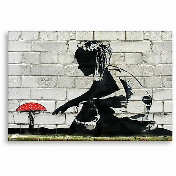 Wandbild Banksy Mushroom Girl Bilder Wohnzimmer günstig online kaufen