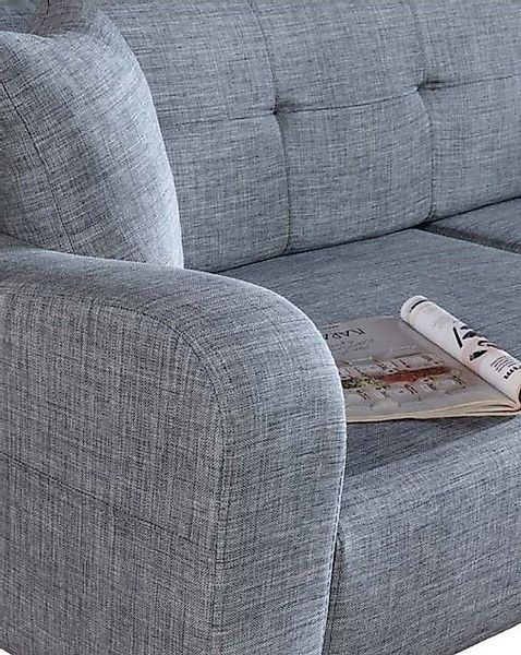 JVmoebel Sofa Sofa 3 Sitz Textil Couch Polster Moderne Couchen Grau Dreisit günstig online kaufen