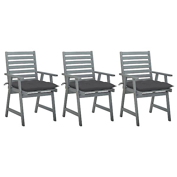 vidaXL Garten-Essstühle mit Kissen 3 Stk. Anthrazit  Akazie günstig online kaufen