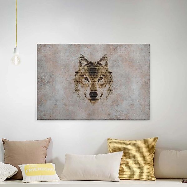 Bricoflor Wolf Bild Auf Leinwand In Betonoptik Grafik Leinwand Bild Mit Tie günstig online kaufen