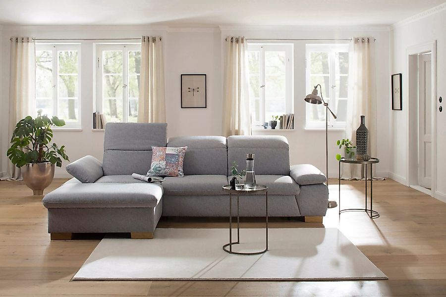 Home affaire Ecksofa "Maven L-Form", mit Recamiere, Kopfteil- und Armlehn-V günstig online kaufen