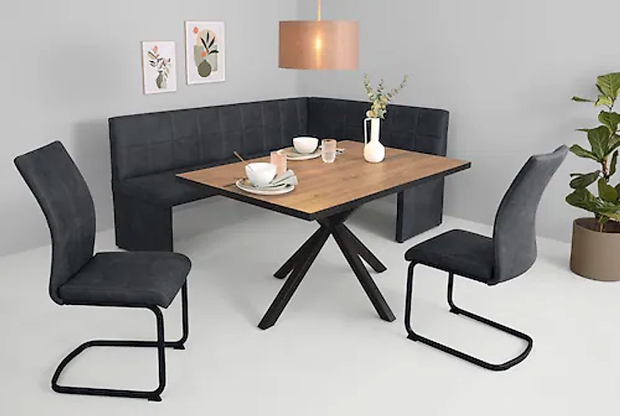 HELA Essgruppe »SPREE« 4 Stk. tlg. Esstisch 140x90 cm mit Dickkante, Microf günstig online kaufen