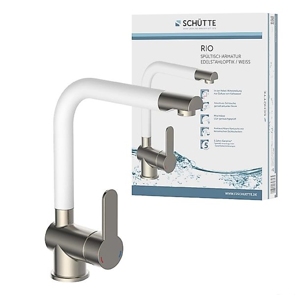 Schütte Spültischarmatur Rio Edelstahloptik Schwarz Matt günstig online kaufen