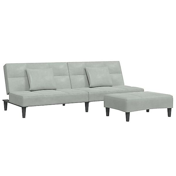 vidaXL Sofa Schlafsofa 2-Sitzer mit Fußhocker Hellgrau Samt günstig online kaufen
