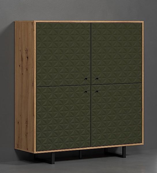 trendteam Vitrine Highboard Sentra, Dark Green / Artisan Eiche (no-Set) günstig online kaufen