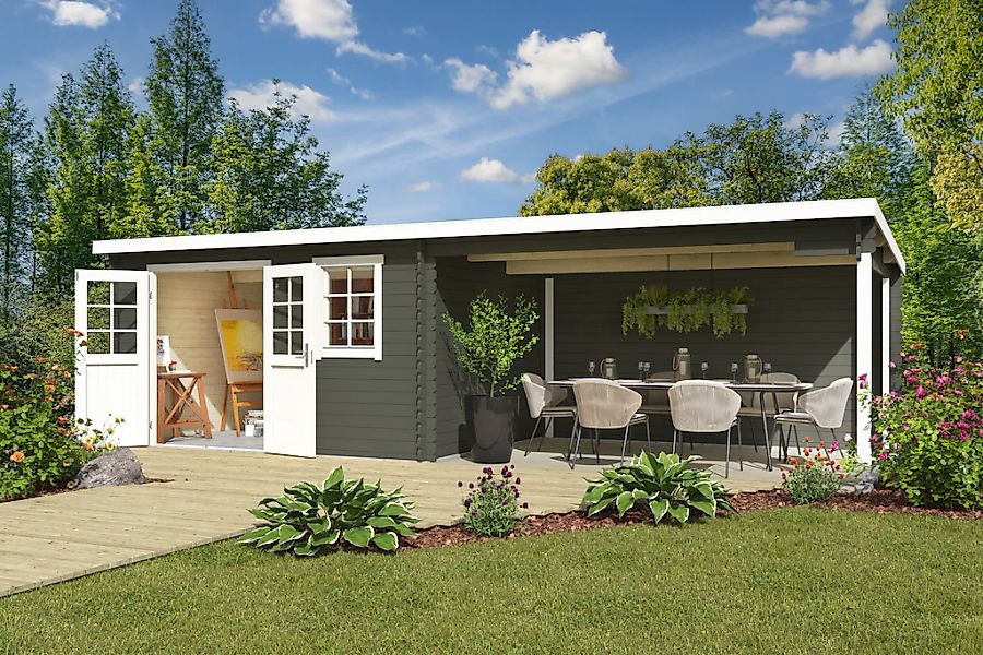 Nordic Holz Gartenhaus "Reno", (Unterstand inkl. Rückwand) günstig online kaufen