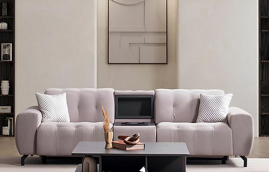 JVmoebel 3-Sitzer Sofa 3 Sitzer mit Konsole Design Polster Modern Textil St günstig online kaufen