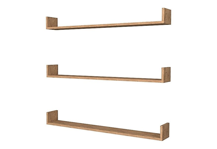 en.casa Wandregal, »Höganäs« Schweberegal 3er Set je 120 x 15 x 12 cm Eiche günstig online kaufen