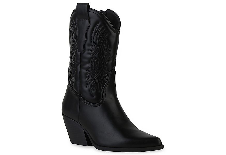 VAN HILL 840253 Cowboy Boots Damen Stiefeletten Cowboy Boots Stickereien Ho günstig online kaufen