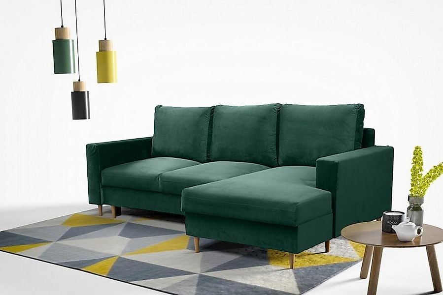 Beautysofa Polsterecke mit Schlaffunktion und Bettkasten DAVE, im Skandinav günstig online kaufen
