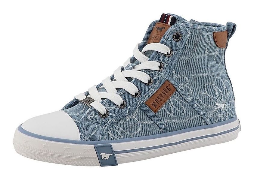 Mustang Shoes Winona Sneaker High Top-Sneaker, Schnürboots mit Blüten-Stick günstig online kaufen
