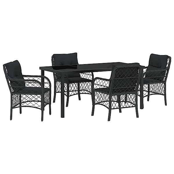 vidaXL Garten Essgruppe mit Kissen 5-Tlg Schwarz Poly Rattan 3380207 günstig online kaufen
