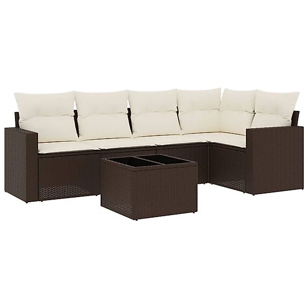 vidaXL 6-Tlg Garten-Sofagarnitur mit Kissen Braun Poly Rattan 3218933 günstig online kaufen