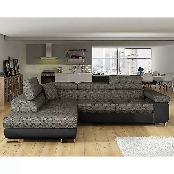 Ecksofa Sofaecke aus Webstoff und Kunstleder günstig online kaufen