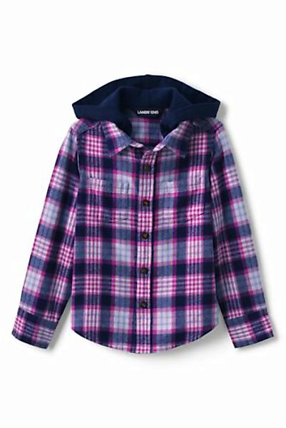 Flanellhemd mit Kapuze, Größe: 122/128, Pink, Baumwolle, by Lands' End, Ver günstig online kaufen