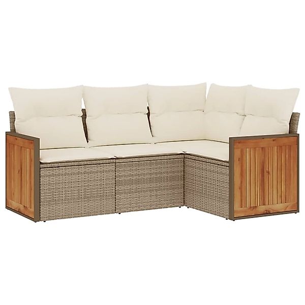 vidaXL 4-Tlg Garten-Sofagarnitur mit Kissen Beige Poly Rattan 3227612 günstig online kaufen