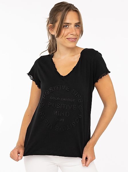 Zwillingsherz T-Shirt "Positive Mind" V-Ausschnitt, Kurzarm, günstig online kaufen