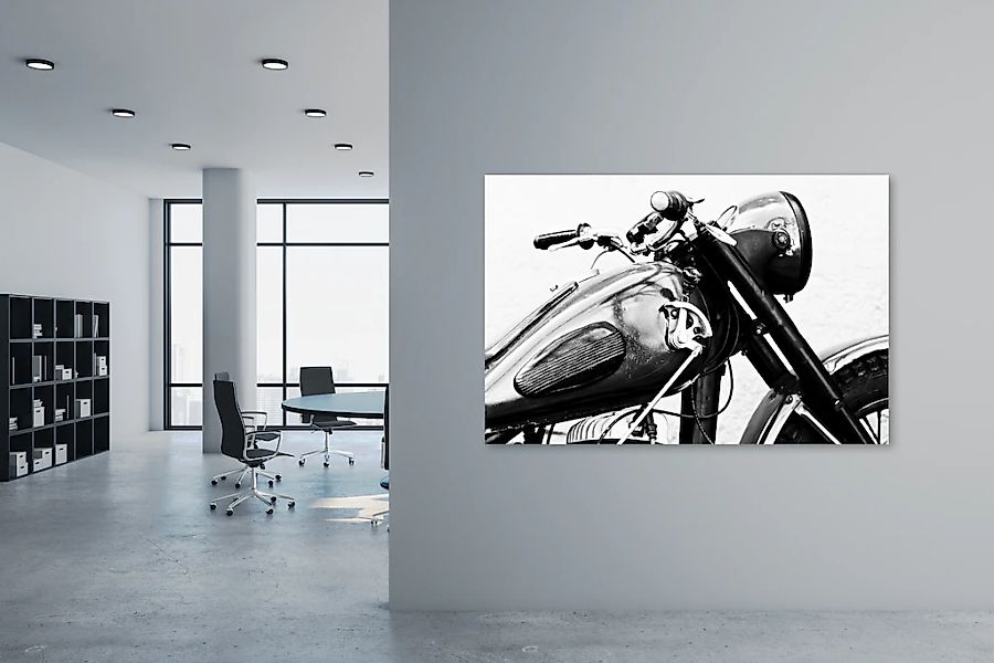 queence Leinwandbild "The Motorcycle" Motorräder  Schwarz-Weiß 1 Stk. tlg. günstig online kaufen