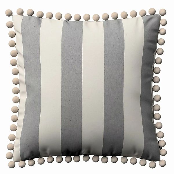 Kissenhülle Wera mit Bommeln, weiß-grau, 45 x 45 cm, Quadro (143-91) günstig online kaufen