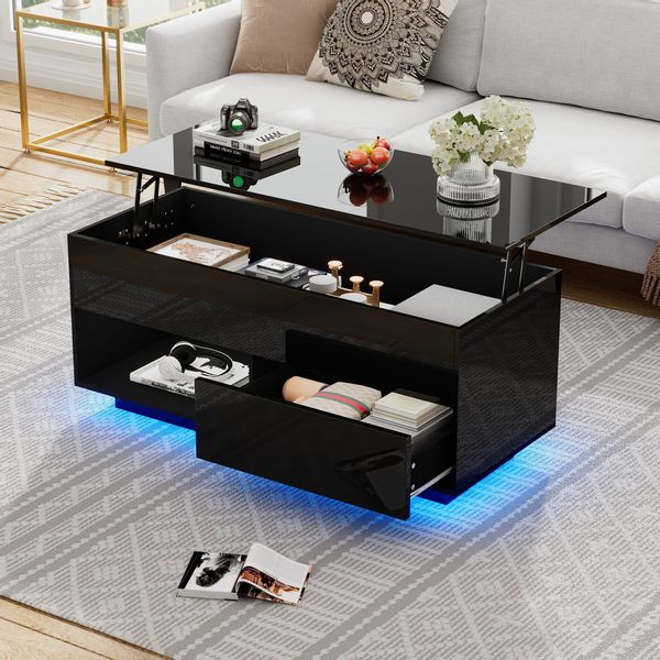 MODFU Couchtisch Hochglanz-Lift-Teetisch (Satztisch, Wohnzimmertisch, Beist günstig online kaufen