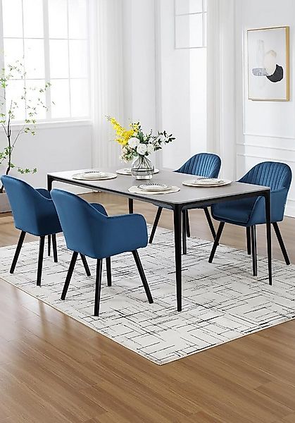 Woltu Esszimmerstuhl (6 St), Esszimmerstühle mit Armlehne Samt Massivholz günstig online kaufen