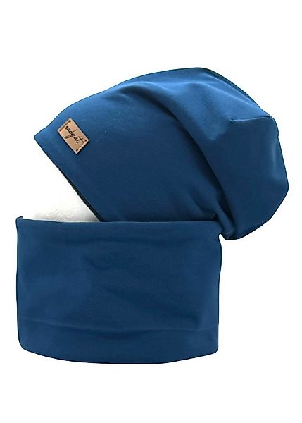 nadycat Beanie BLAU UNI (2-St., Beanie mit passendem Loop) handgefertigt au günstig online kaufen