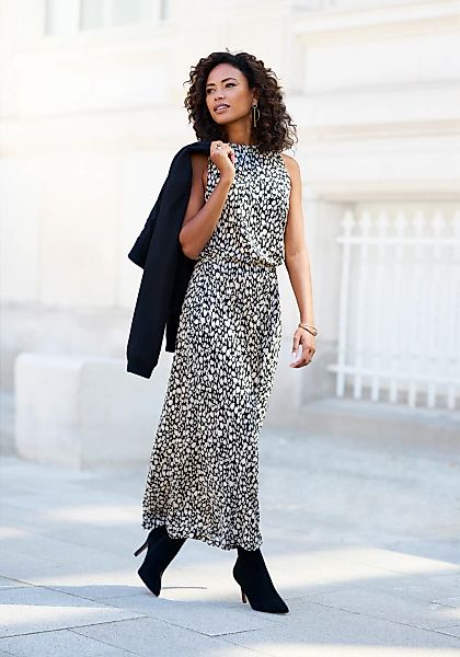 LASCANA Jerseykleid mit Alloverdruck, Midikleid, hochgeschlossen, sommerlic günstig online kaufen