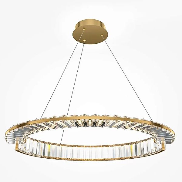 LED Pendelleuchte Krone in Gold und Transparent 36W 2400lm 600mm günstig online kaufen