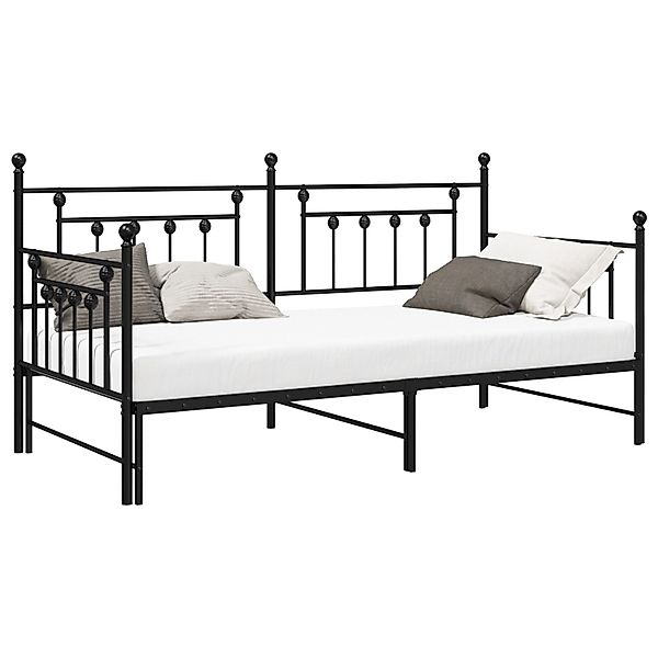 vidaXL Bett Tagesbettgestell mit Ausziehbett Schwarz günstig online kaufen