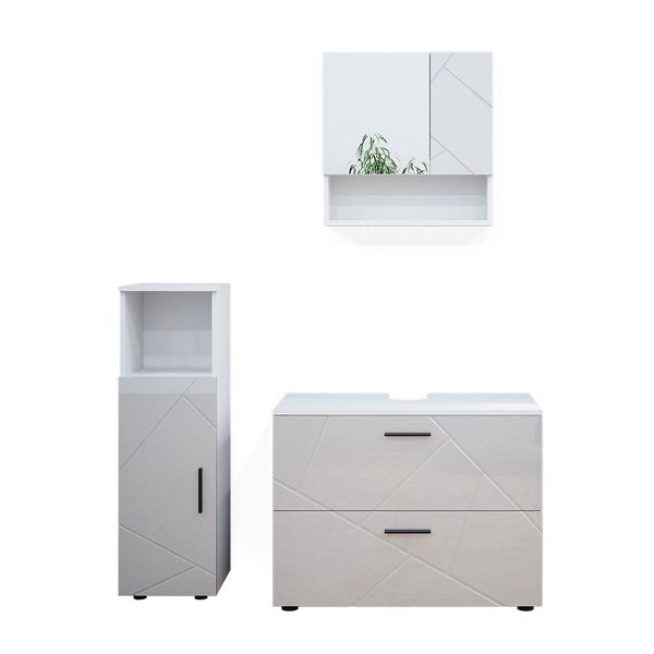 Vicco Badmöbel-Set Irma, Weiß Hochglanz, 3 günstig online kaufen