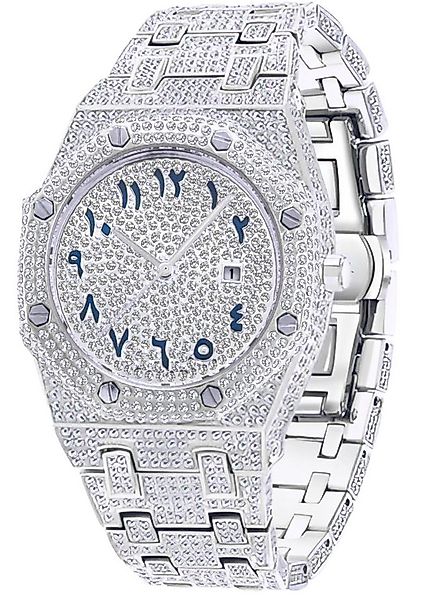 S&T Design Quarzuhr Iced Out Uhr Armbanduhr Herrenuhr Arabische Ziffern, (i günstig online kaufen