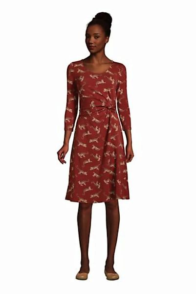 Jerseykleid mit Knoten und 3/4-Ärmeln, Damen, Größe: M Normal, Rot, by Land günstig online kaufen