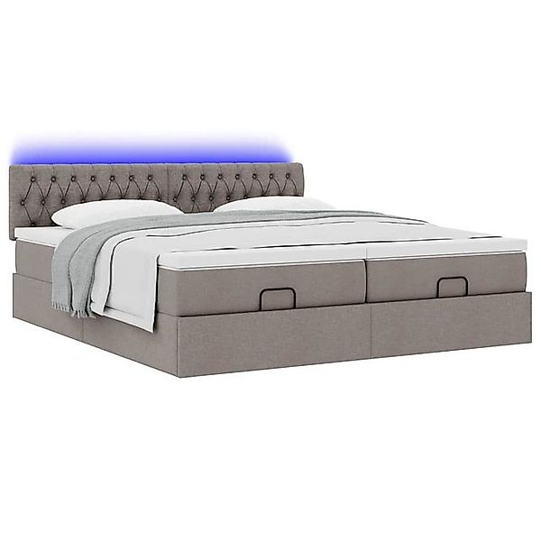 vidaXL Bett Ottoman-Bett mit Matratzen & LEDs Taupe 180x200 cm Stoff günstig online kaufen