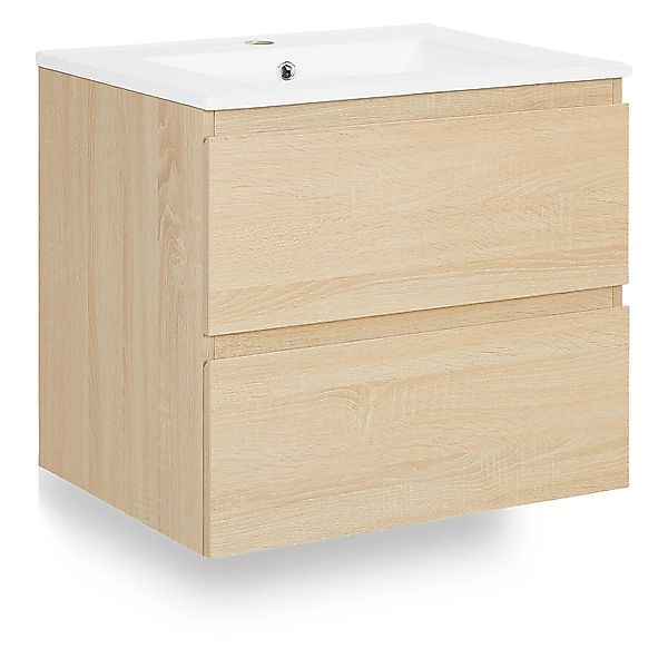 Homestyle4u Waschtisch mit Unterschrank 2 teilig 60 cm Badmöbel Set Holz günstig online kaufen