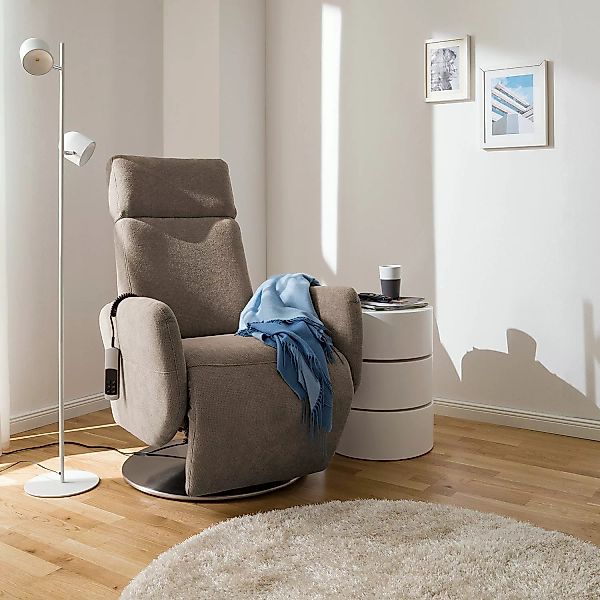 home24 Fredriks Relaxsessel Biar Warmes Beige Strukturstoff 71x110x82 cm (B günstig online kaufen