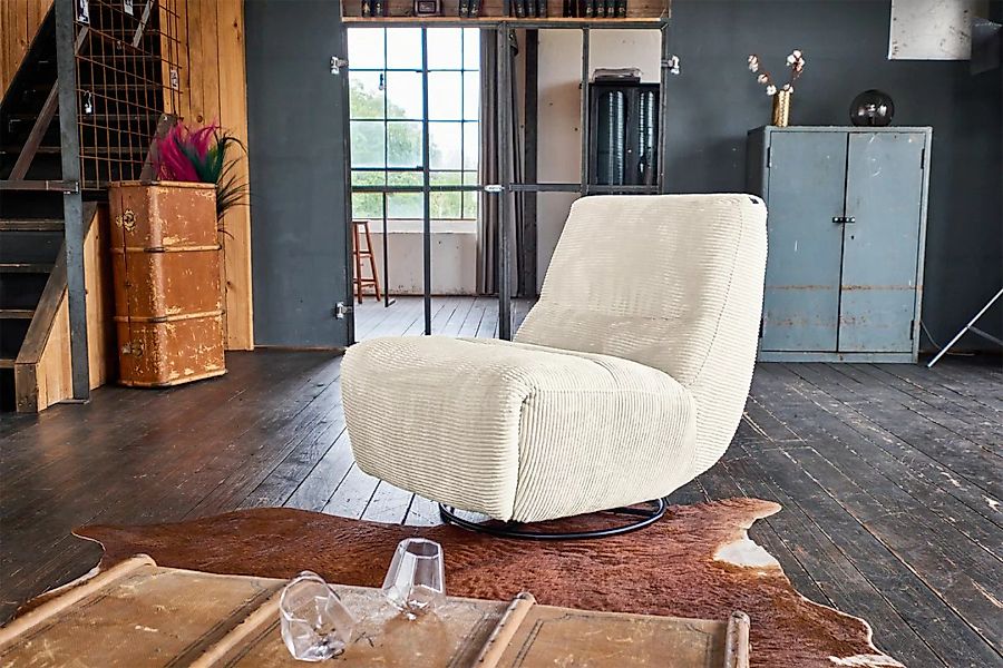 KAWOLA Sessel CINE Relaxsessel elektrisch verstellbar Cord cremeweiß günstig online kaufen