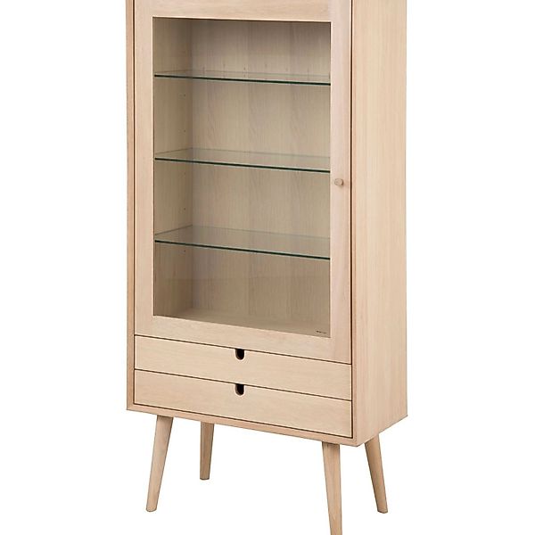 ebuy24 Canes Vitrine mit 1 Tür und 2 Schubladen aus Eiche Furnier und Massi günstig online kaufen