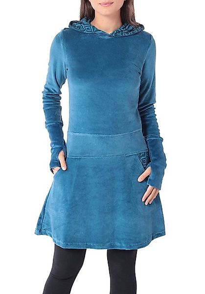PUREWONDER Samtkleid Alternatives Kleid aus Samt mit Kapuze Nr. 137 Blau XX günstig online kaufen