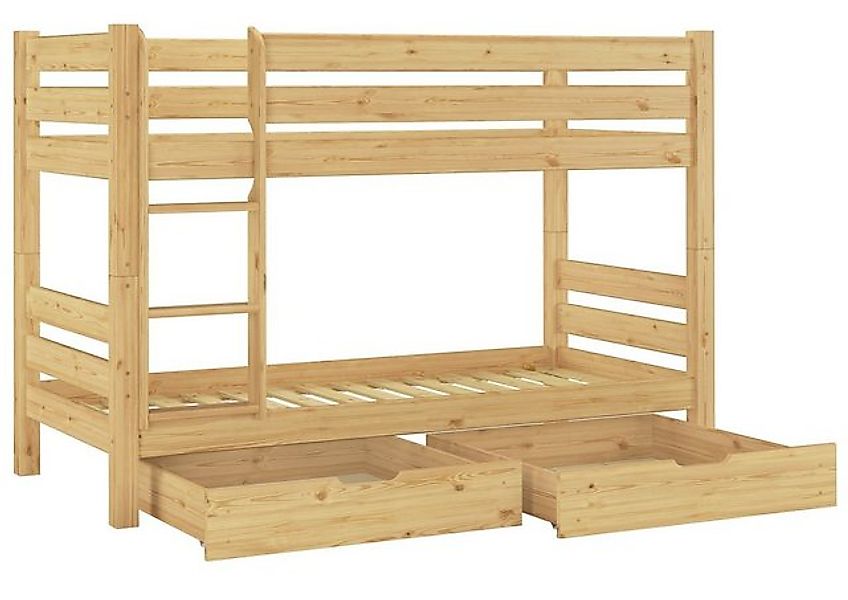 ERST-HOLZ Etagenbett Etagenbett 90 x 200 Kiefer Massiv mit Rollrost und Bet günstig online kaufen