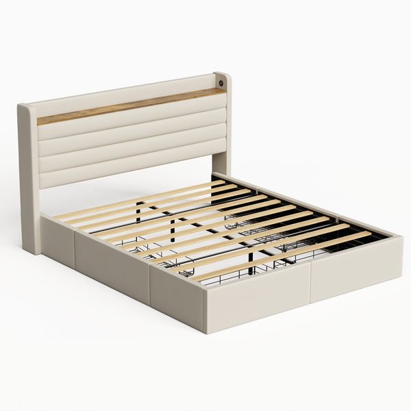 KLAM HOME Polsterbett Doppelbett mit 4 günstig online kaufen