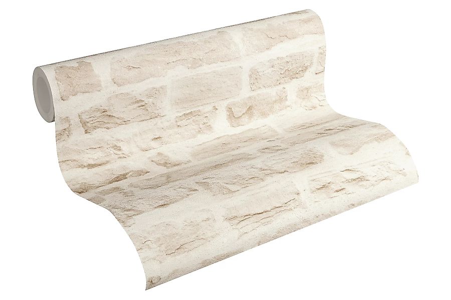 Bricoflor Vlies Steintapete in Creme Beige Echt Wirkende Vliestapete in Ste günstig online kaufen