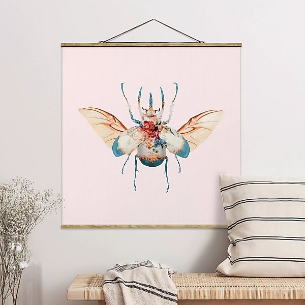 Stoffbild Tiere mit Posterleisten - Quadrat Vintage Käfer günstig online kaufen