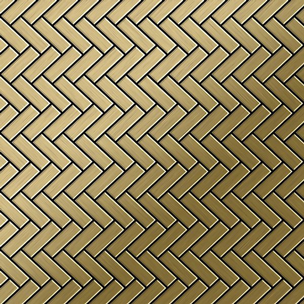 ALLOY Mosaik Fliese Massiv Metall Titan Gebürstet Gold 1,6mm Stark Herringb günstig online kaufen