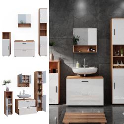 Vicco Badmöbel-Set Irma, Eiche/Weiß Hochglanz 4 günstig online kaufen