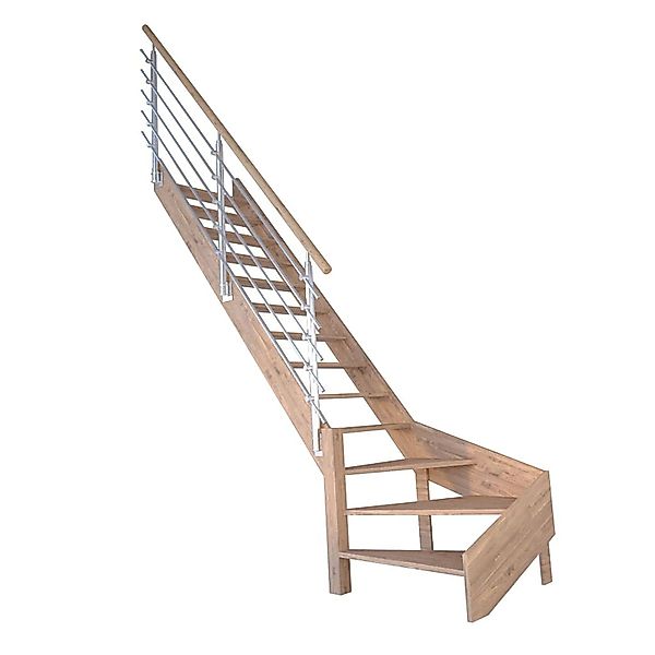 StarWood Treppe Rhodos Eiche Gew. L Design-Geländer-Edelstahl FSC® günstig online kaufen